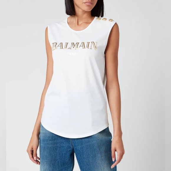 BALMAIN Logo cotton tank top sizeXS